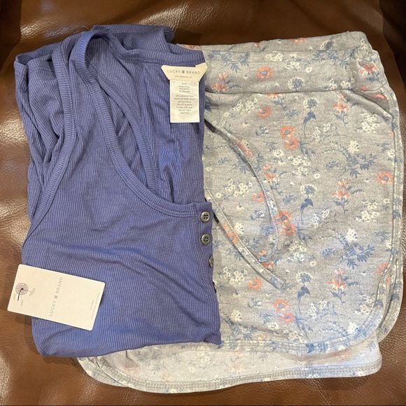 Lucky Brand Henley Tank Top & French Terry Shorts Pajama PJ's Set BRAND NEW!! - Picture 2 of 7